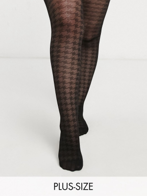 Asos Design Curve 30 Denier Large Houndstooth Print Tights