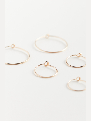 Brass Wire Hoop Earring Set