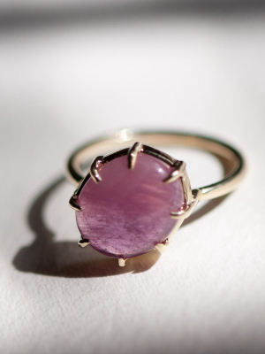 Pink Sapphire Cabochon Angled Ring