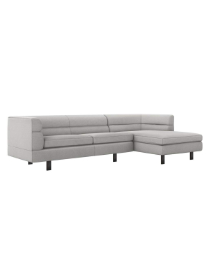 Interlude Home Ornette Right Chaise 2 Piece Sectional - Light Gray