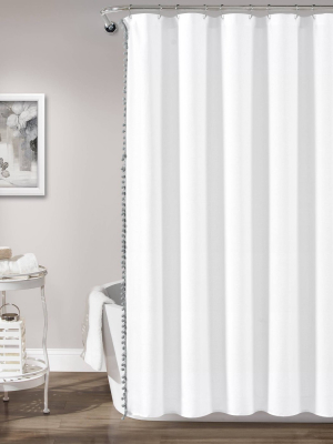 72"x72" Pom Pom Shower Curtain Gray - Lush Décor