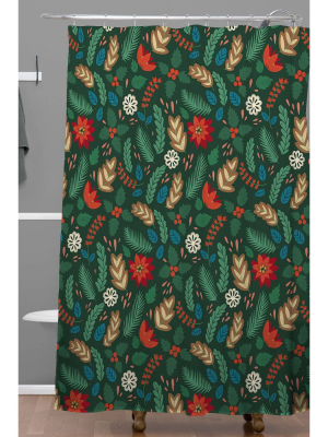 Pimlada Phuapradit Christmas Foliage Shower Curtain Green - Deny Designs