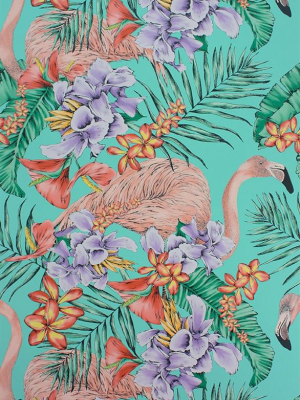 Flamingo Club Wallpaper In Jade And Lavender By Matthew Williamson For Osborne & Little