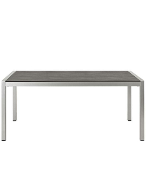 Wharf Silver Gray Outdoor Patio Aluminum Dining Table