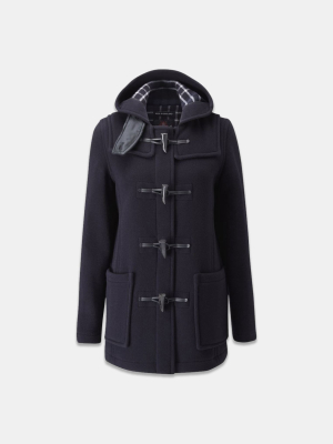 Gloverall Short Slim Fit Duffle Coat Navy Check