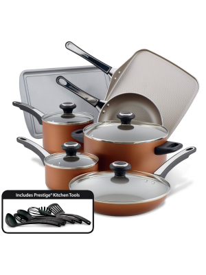 Farberware High Performance 17pc Aluminum Nonstick Cookware Set Copper