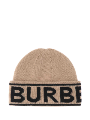 Burberry Logo Intarsia Rolled Hem Beanie