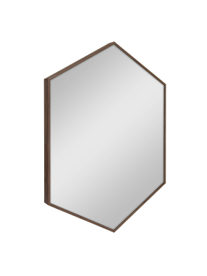 22" X 31" Rhodes Framed Hexagon Wall Mirror Walnut Brown - Kate And Laurel