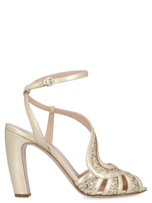 Miu Miu Glittered Ankle Strap Sandals