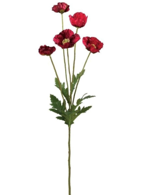 Sullivans Artificial Mini Poppy Stem 21"h Red