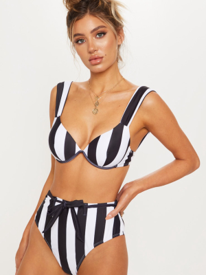 Black & White Stripe Cupped Bikini Top