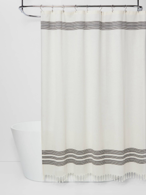 Striped Fringe Shower Curtain Off-white - Threshold™