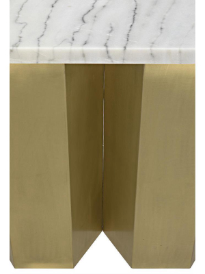 Noir Shilo White Stone Console - Antique Brass