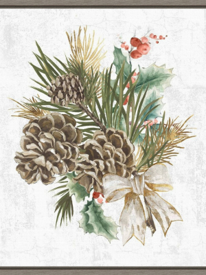 16" X 16" Holiday Spirit Pinecone Wreath By Pi Studio Framed Canvas Wall Art - Amanti Art