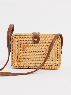 Asos Design Rattan Structured Square Cross Body Bag