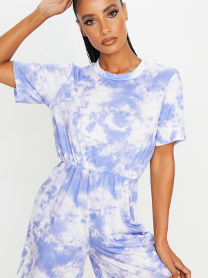 Blue Tie Dye Short Sleeve T-shirt Romper