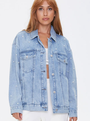 Faux Pearl Denim Jacket