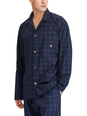Windowpane Cotton Pajama Shirt