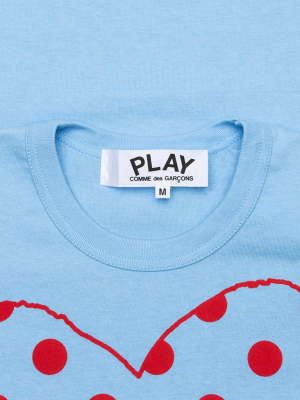 Comme Des Garcons Play Pastelle Polka Dot Logo T-shirt - Blue