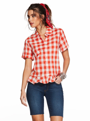 Nellie Top In Emberglow Gingham Check