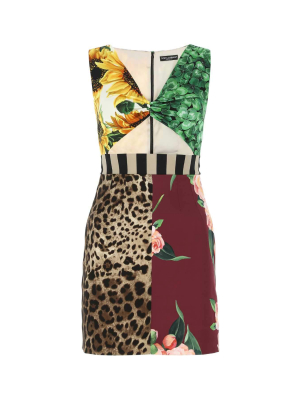 Dolce & Gabbana Patchwork Cut-out Mini Dress