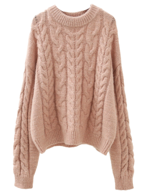 'lyanna' Crewneck Cable Knit Sweater (4 Colors)