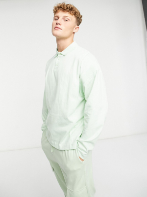 Asos Design Oversized Rugby Top With Seam Detail In Pastel Green