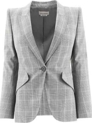 Alexander Mcqueen Checked Single Breasted Blazer