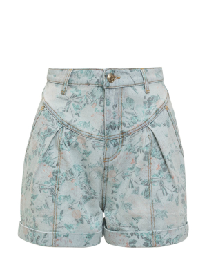 Chiara Ferragni Floral Print Denim Shorts