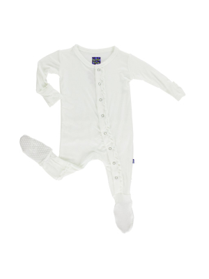 Kickee Pants Solid Muffin Ruffle Footie With Snaps - Natural