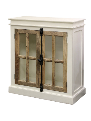 Tucker Cabinet With Clear Tempered Glass Window White/natural - Stylecraft