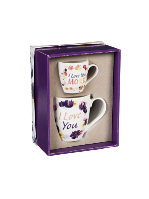 Cypress Home Mommy And Me Ceramic Cup Gift Set, I Love You/i Love You More