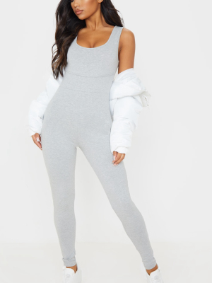 Grey Binding Scoop Neck Jumpsuit