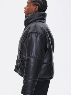 Faux Leather Puffer Jacket