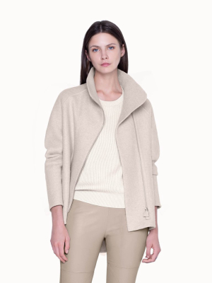 Jacket In Cashmere Jersey With Stand Up Collar