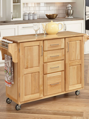 Breakfast Bar Kitchen Cart With Wood Top Natural - Home Styles