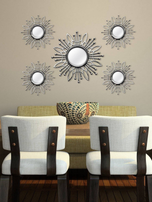 (5 Pc) Burst Wall Mirror Silver - Stratton Home Décor