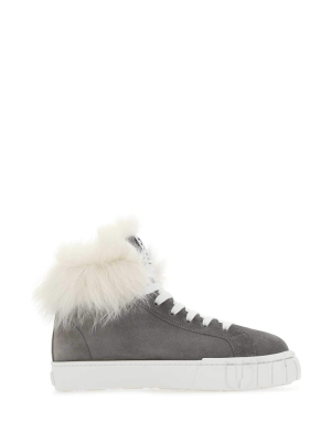 Miu Miu Shearling Lace-up Sneakers