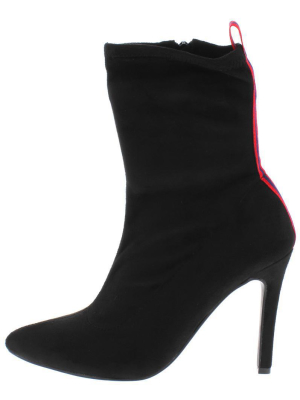 Pledge18m Black Red Rear Stripe Stiletto Boot