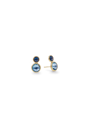 Marco Bicego® Jaipur Color Collection 18k Yellow Gold Mixed Blue Topaz Two Tone Stud