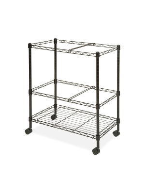Lorell Vertical Filing Cabinet Mobile Cart Wire Double-tier Steel - Black