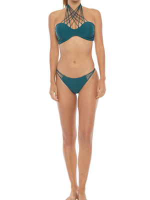 Kahala Stringy High Neck Bikini Top - Kelp Green