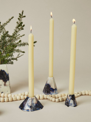 Geo Porcelain Candlestick Holder - Nebula