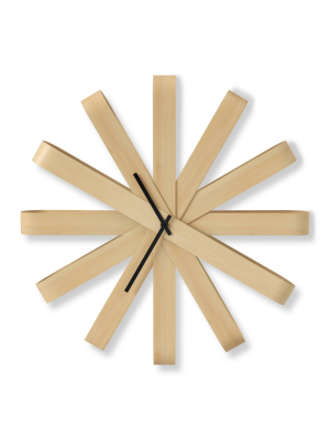 20.2" Ribbon Wood Wall Clock Natural - Umbra