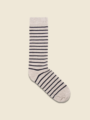 Classic Breton Stripe Sock - Linen / Navy