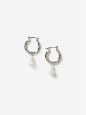 **pearl Drop Hoop Earrings