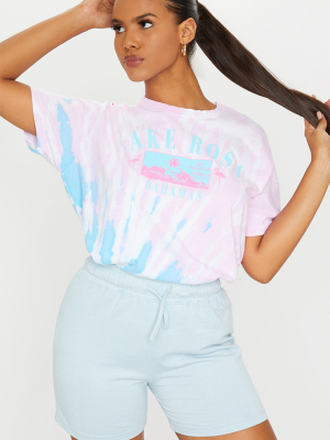 Pink Lake Rosa Logo Oversized Tie Dye T Shirt