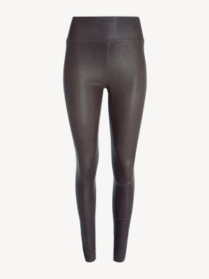 Anthracite Leather Ankle Legging