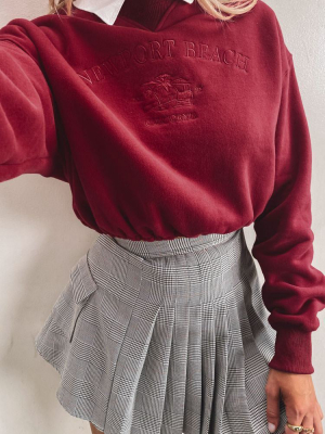 Newport Cropped Crew Sweater Red