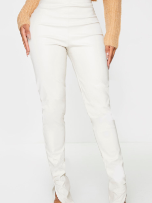 Shape Cream Croc Embossed Pu Split Hem Pants